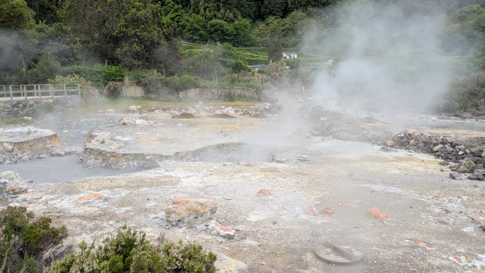 Steaming hot springs in Furnas